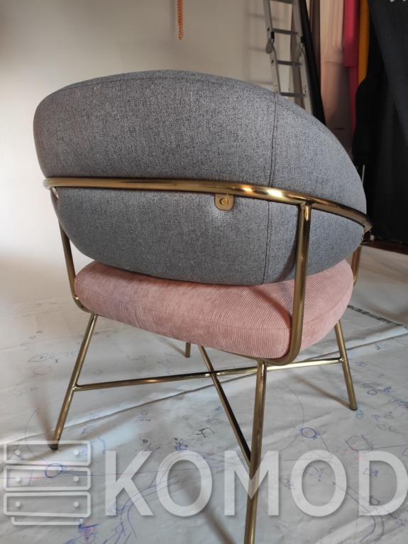 Кресло Адель серый+розовый